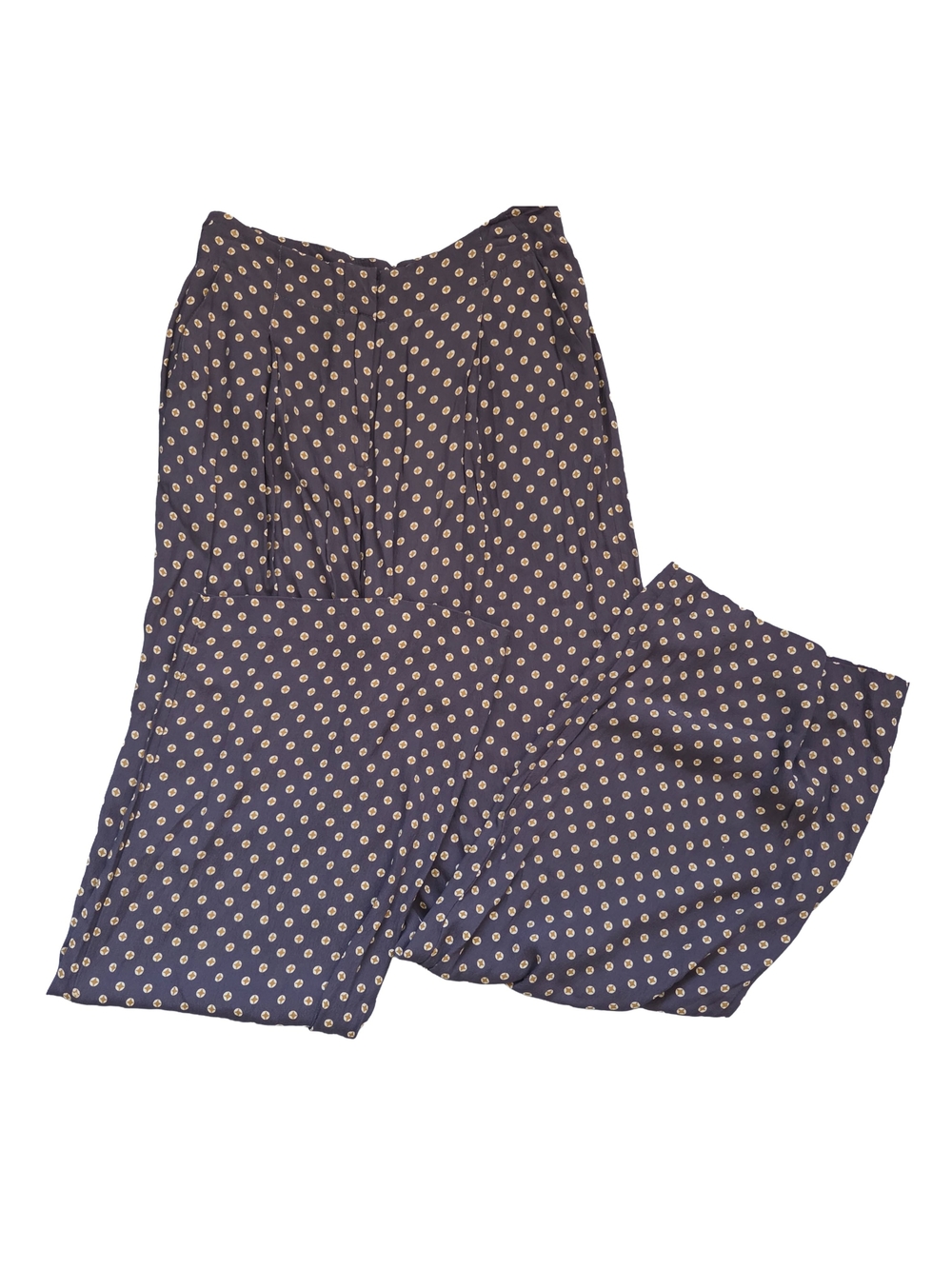 Polka Dot Wide-Leg Jumpsuit in Navy and Cream Featherbone Anthropologie Size 4